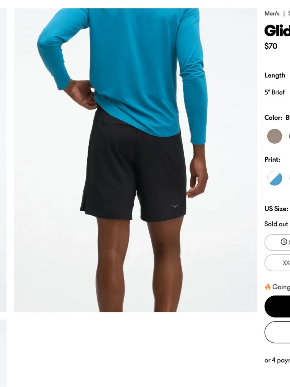 Hoka Glide Short 7'' 2in1 - Men's Large - Black